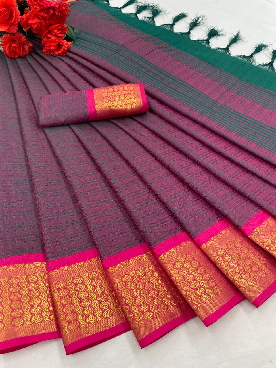 Rohini Soft Cotton Silk Saree with Contrast Jacquard Border Saree Catalog